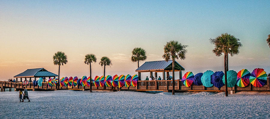 Umbrella windbreaks at Clearwater Florida. Photograph by Brian Tarr