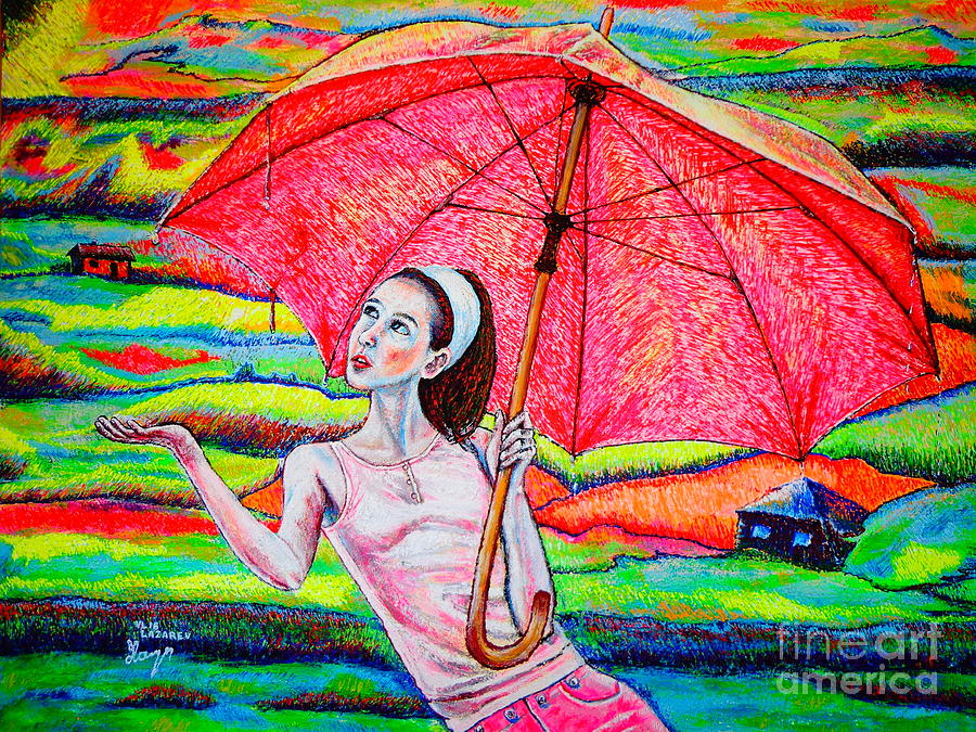 Umbrella.girl Painting by Viktor Lazarev
