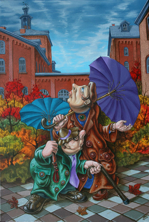 Umbrellas Painting by Victor Molev