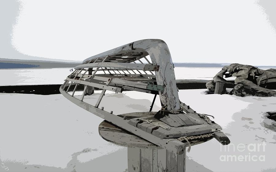 Umiak Frame on Chukchi Sea Digital Art by Ron Bissett
