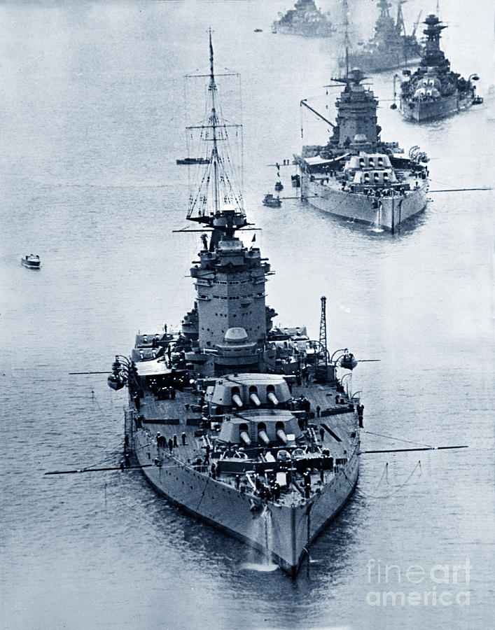 Hms Nelson Photograph - HMS Nelson and HMS Rodney Battleships and battlecruisers HMS Hood circa 1941 by Monterey County Historical Society