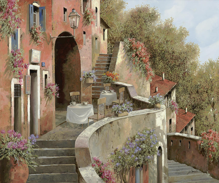 Un Caffe Al Fresco Sulla Salita Painting by Guido Borelli