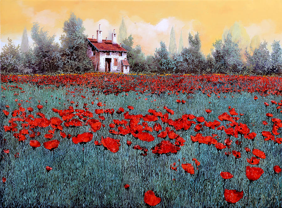 Poppy Painting - Un Campo Di Papaveri by Guido Borelli