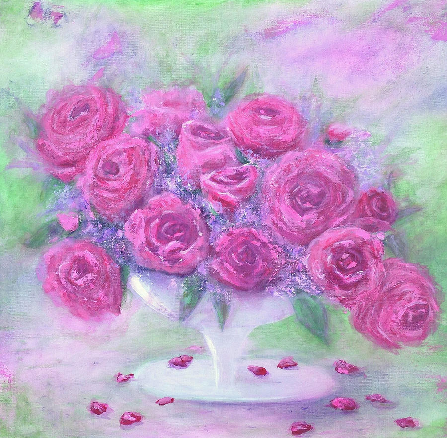 Armchair Rose Garden Painting by Teresa Fry