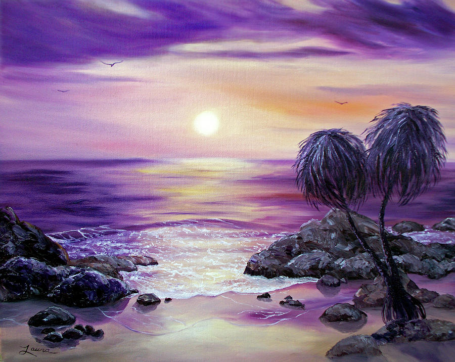 Unawatuna Beach at Sunset Painting by Laura Iverson