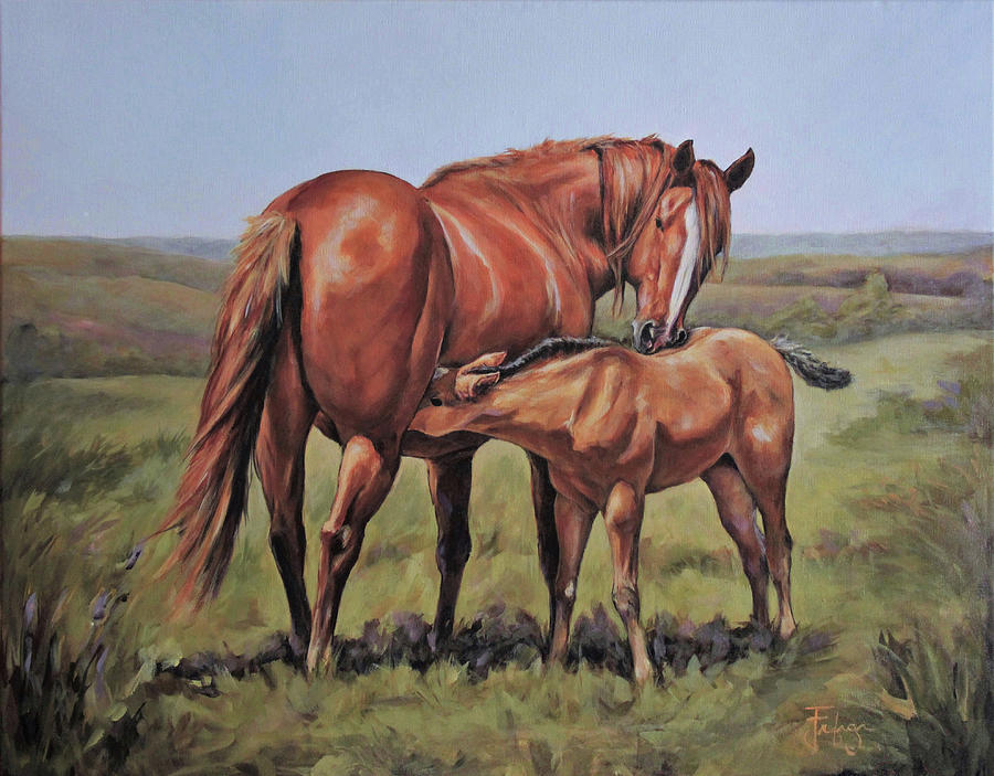 Horse Painting - Unbroken Bond by Joan Frimberger