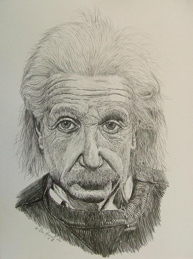 Einstein Drawing - Uncle Albert by Dan Hausel Einstein Drawing - Uncle Albert by Dan Hausel