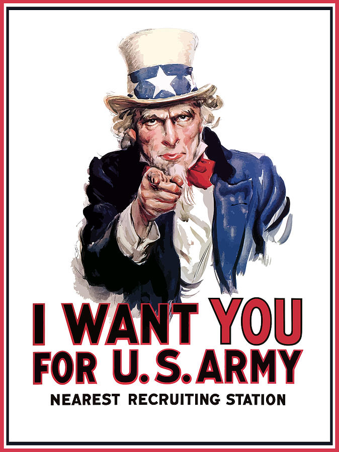 Ww2 Painting - Uncle Sam -- I Want You by War Is Hell Store