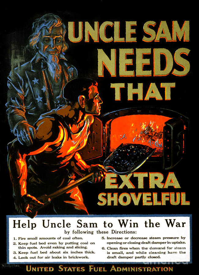 Vintage Painting - Uncle Sam needs that extra shovelful Vintage Poster by Vintage Treasure