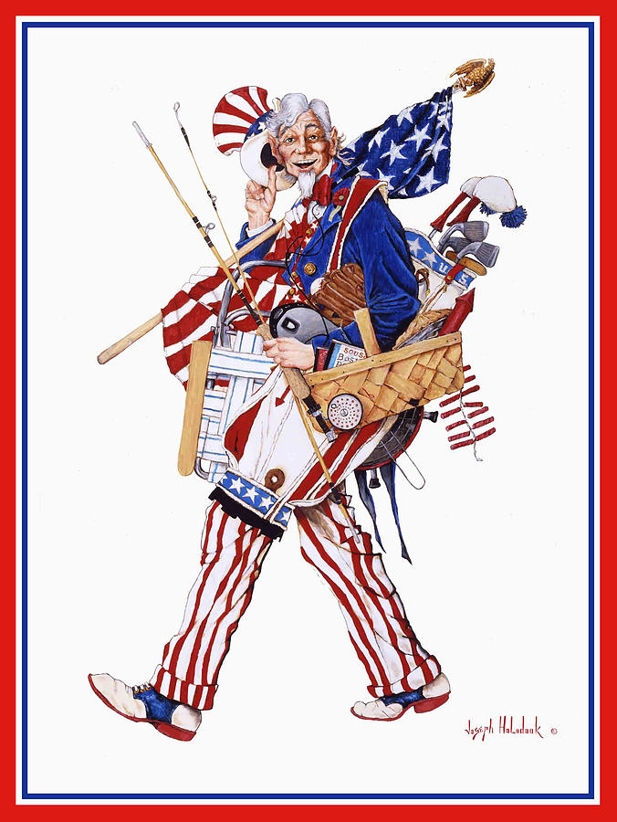 Norman Rockwell Painting - Uncle Sam on Holiday by Joseph Holodook