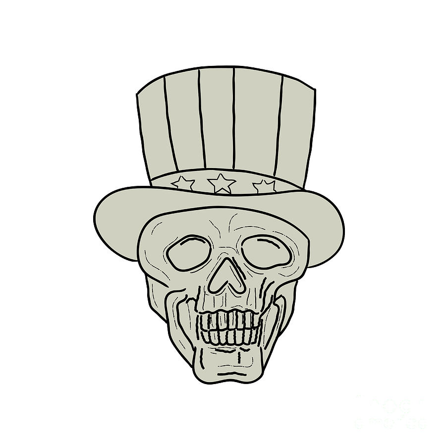 Uncle Sam Top Hat Skull Drawing Digital Art by Aloysius Patrimonio
