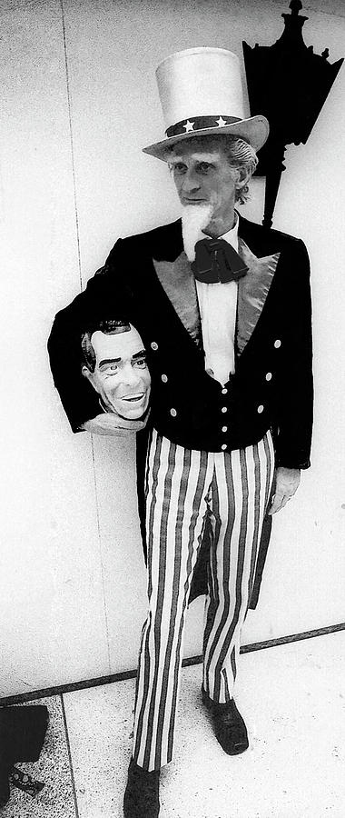  Uncle Sam with a President Nixon mask Democratic National Convention Miami Beach Florida 1972-2008 Photograph by David Lee Guss