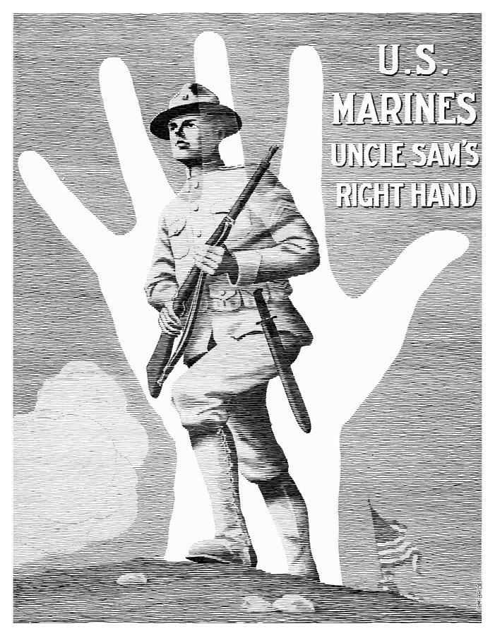 Uncle Sams Right Hand - US Marines Mixed Media by War Is Hell Store