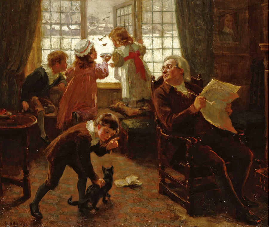 Uncle Toby and the Dicky Bird Society Painting by Ralph Hedley