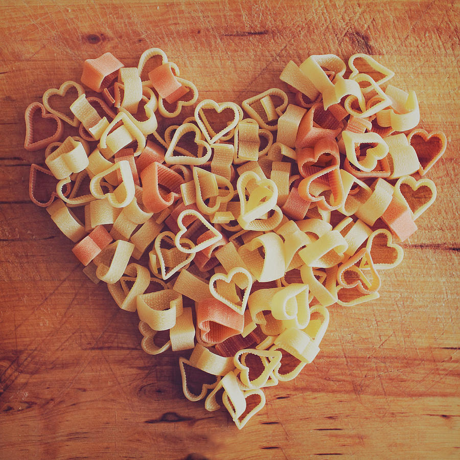 Uncooked Heart-shaped Pasta Photograph by Julia Davila-Lampe