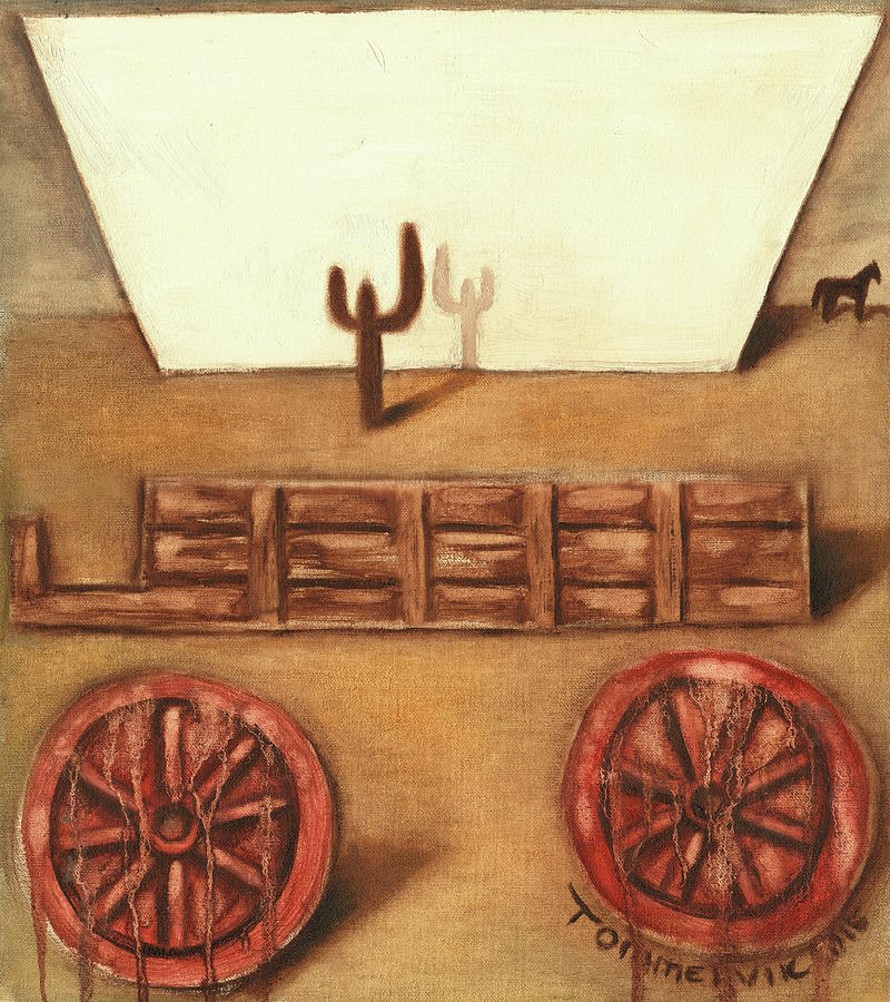 Covered Wagon Painting - Tommervik Uncovered Wagon Art Print by Tommervik Covered Wagon Painting - Tommervik Uncovered Wagon Art Print by Tommervik