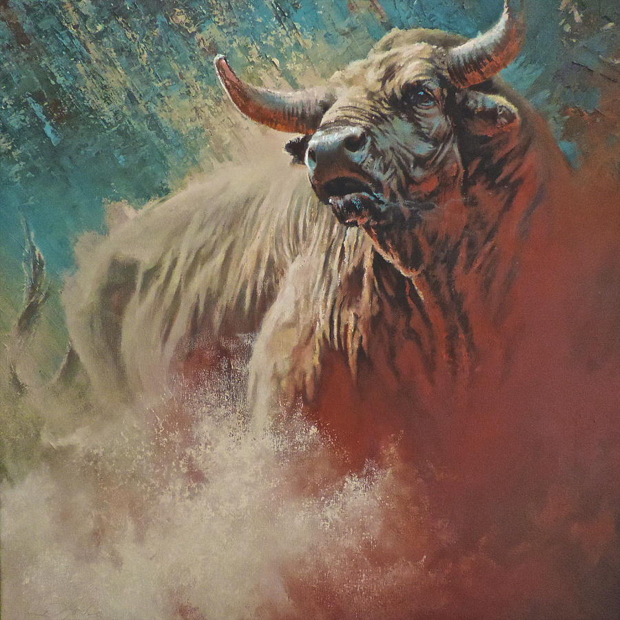 Bull Painting - Undefeated by Mia DeLode