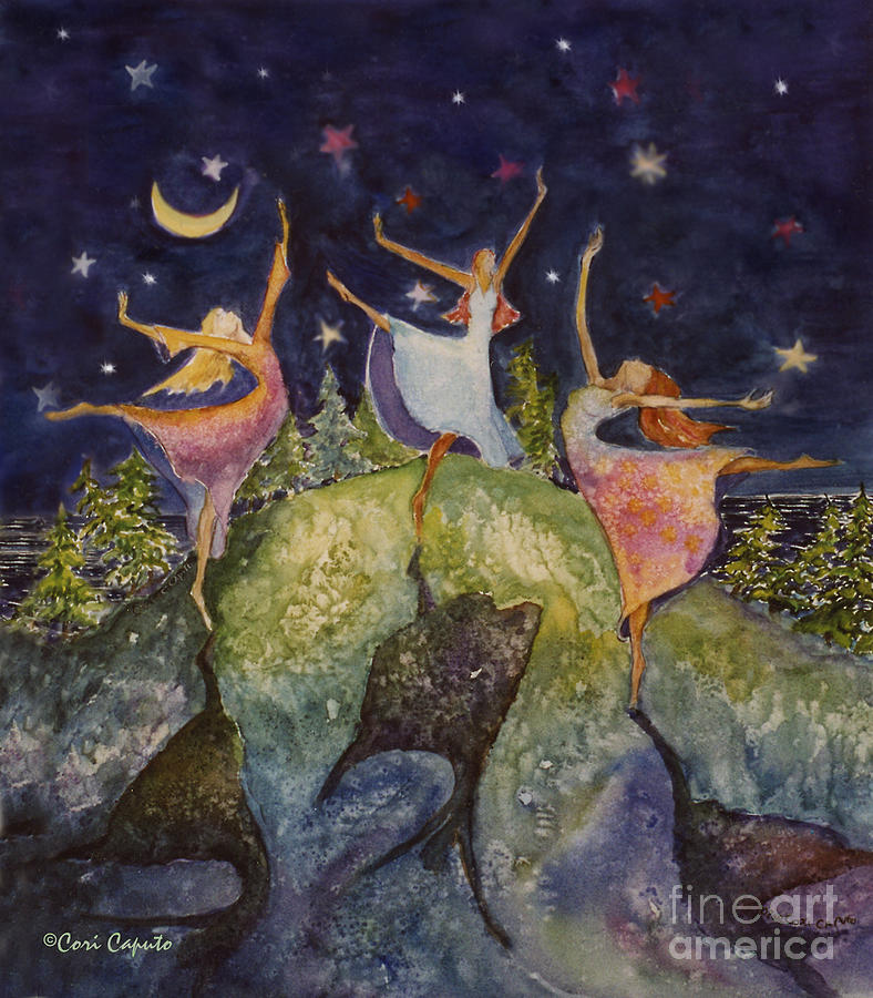 Under a Double Horned Moon Painting by Cori Caputo