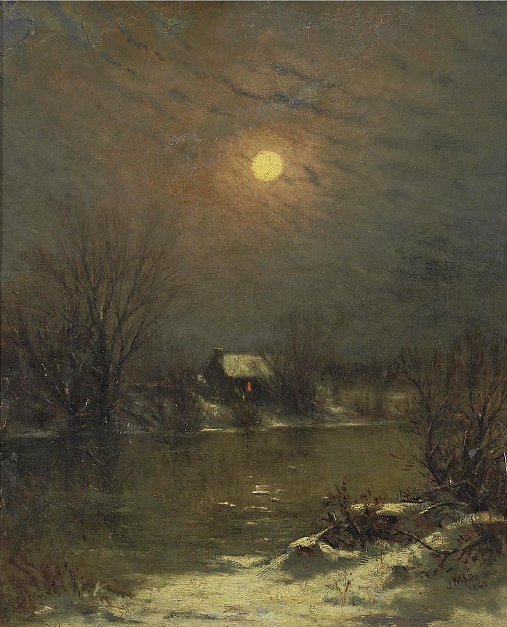 Jervis Mcentee Painting - Under a Full Moon by Jervis McEntee