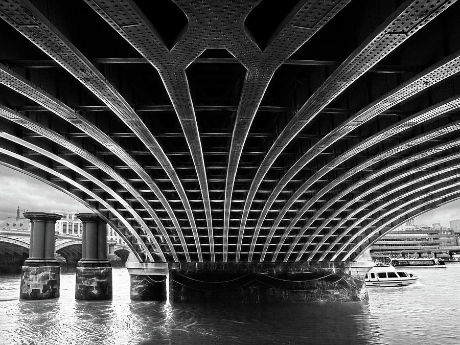 Under Blackfriars Railway Bridge Mono Photograph by Gill Billington