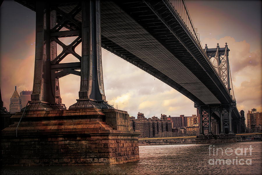 Under Manhattan Bridge Tones  Photograph by Chuck Kuhn