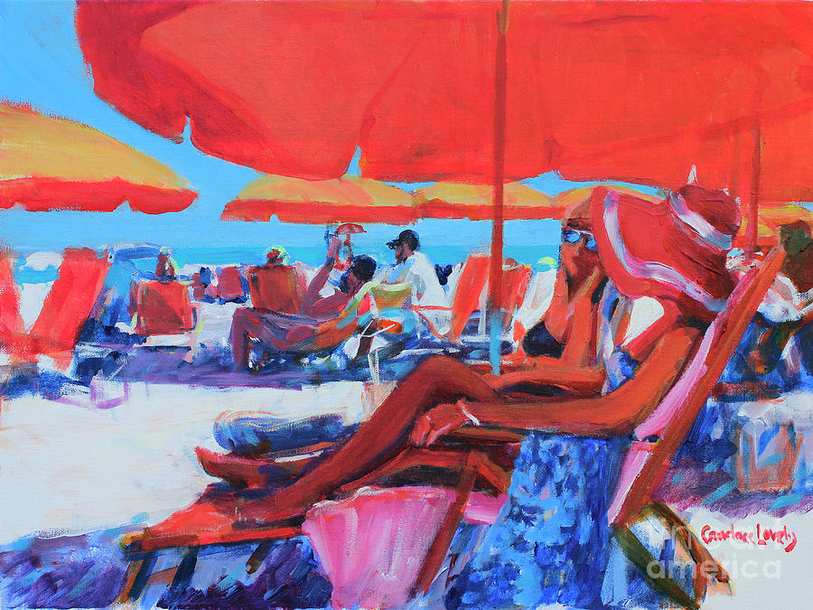 Under Orange Umbrellas Painting by Candace Lovely