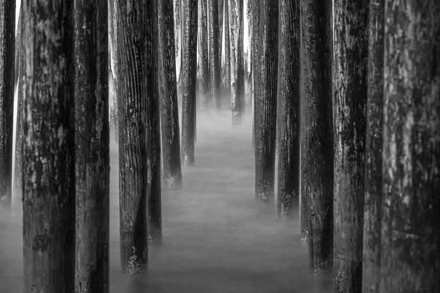 Under Pismo Pier Black and White Morning Photograph by John McGraw