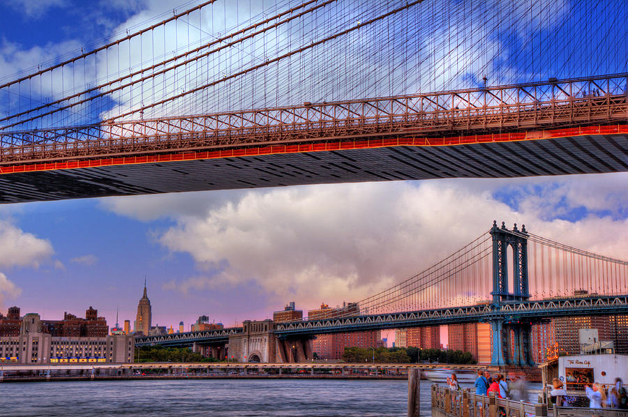 Under the Brooklyn Bridge - New York City Photograph by Joann Vitali