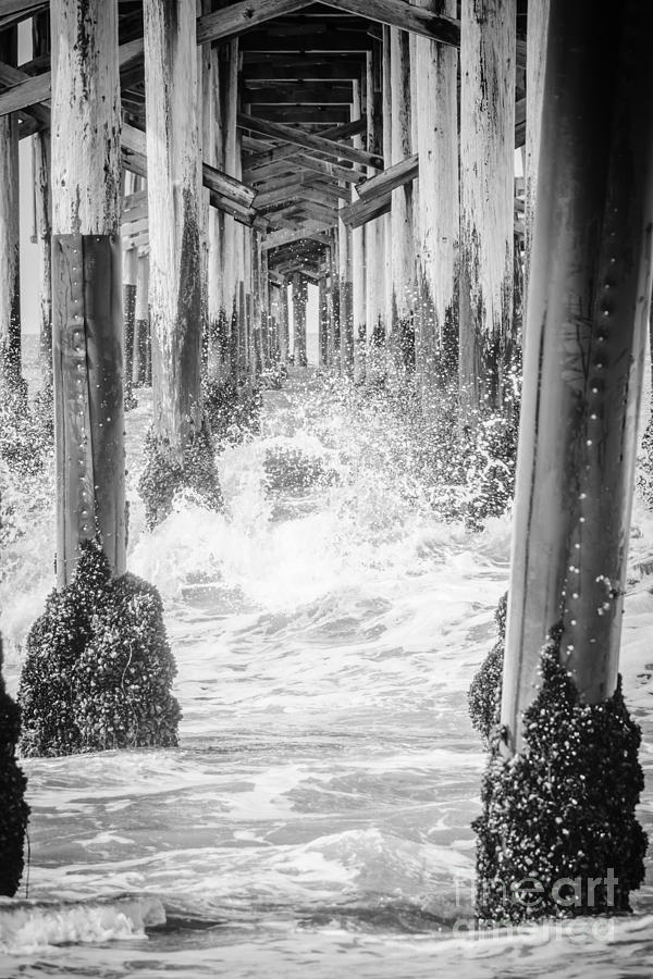 Under the California Pier Black and White Picture Photograph by Paul Velgos