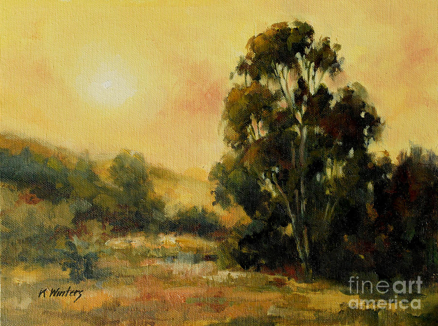 Sunset Painting - Under the California Sun California tonalist landscape by Karen Winters