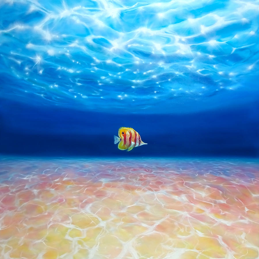 Under the Crystal Ocean a large oil painting of a lone