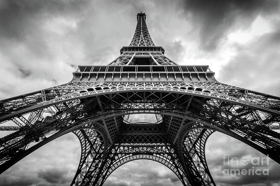 Black And White Photograph - Under The Eiffel Tower, Black and White by Liesl Walsh