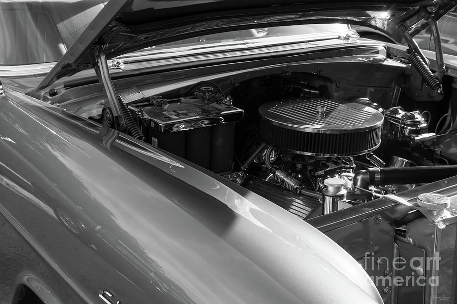 Under The Hood Grayscale Photograph by Jennifer White