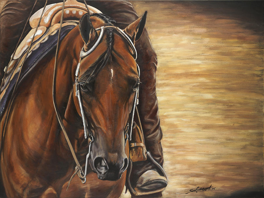 Horse Painting - Under The lights by Sara Cuthbert
