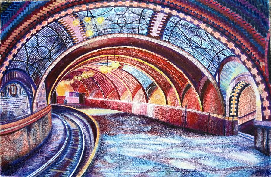 Under The Manhattan City Hall Subway Drawing by Len Cicio