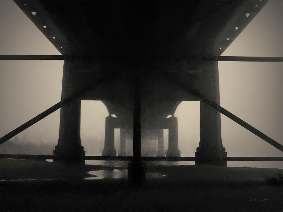 Under the Old Sakonnet River Bridge Toned Photograph by David Gordon