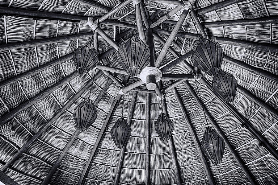 Under The Palapa Black And White Photograph by Lorraine Baum