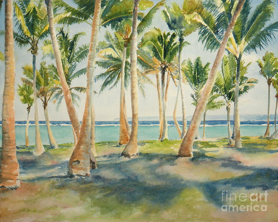 Under the Palms at Asan Beach Painting by Lisa Pope