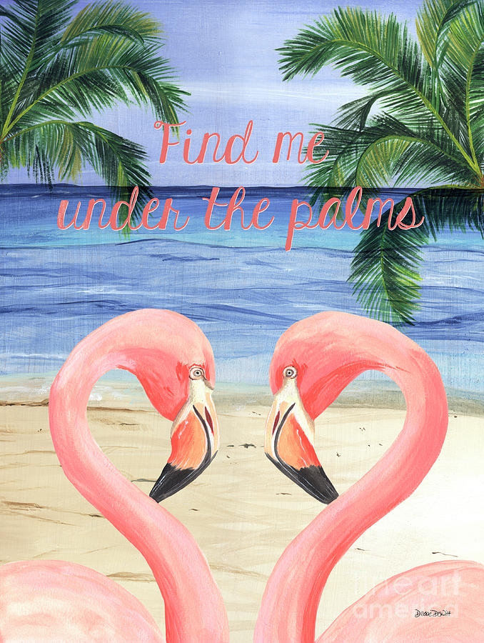 Flamingo Painting - Under the Palms by Debbie DeWitt