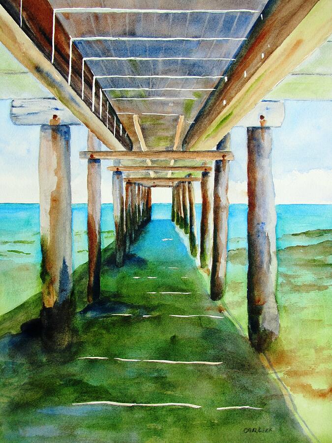 Under the Playa Paraiso Pier Painting by Carlin Blahnik CarlinArtWatercolor