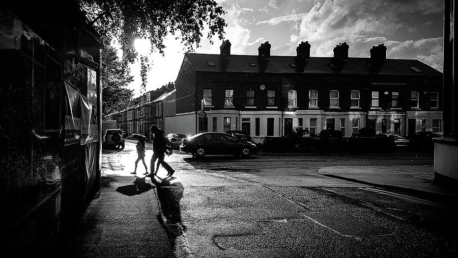 Under the rain - Dublin, Ireland - Black and white street photography Photograph by Giuseppe Milo