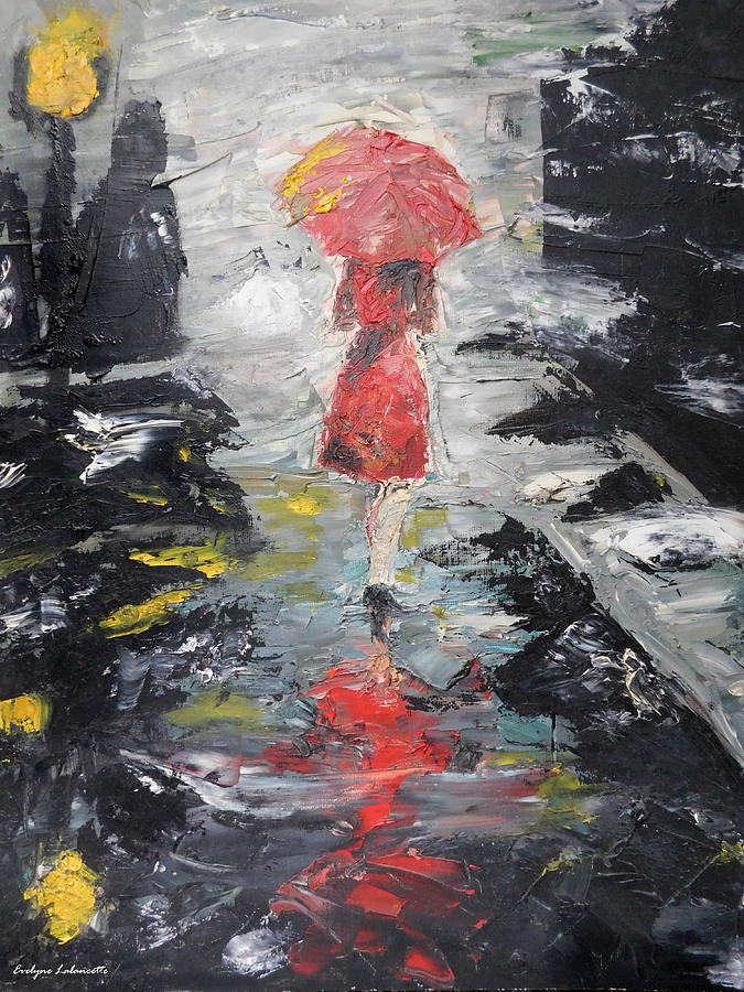 Under The Rain Painting By Evelyne Lalancette