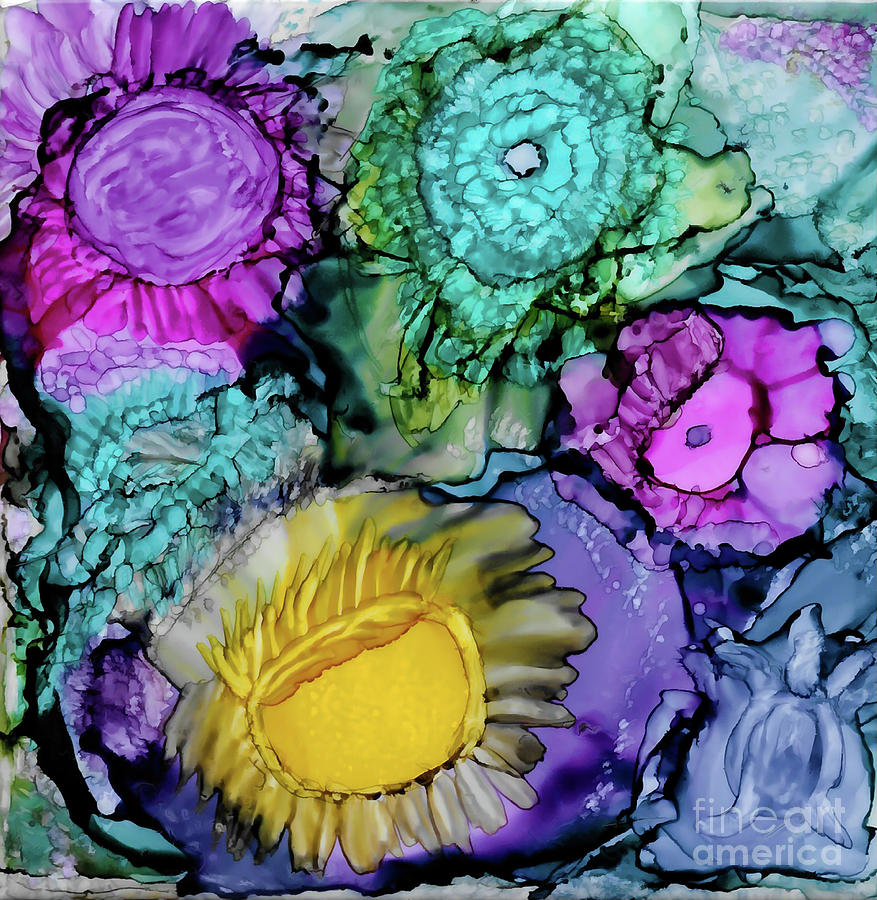 Turtle Painting - Under The Sea - Alcohol Ink Art by Kerri Farley