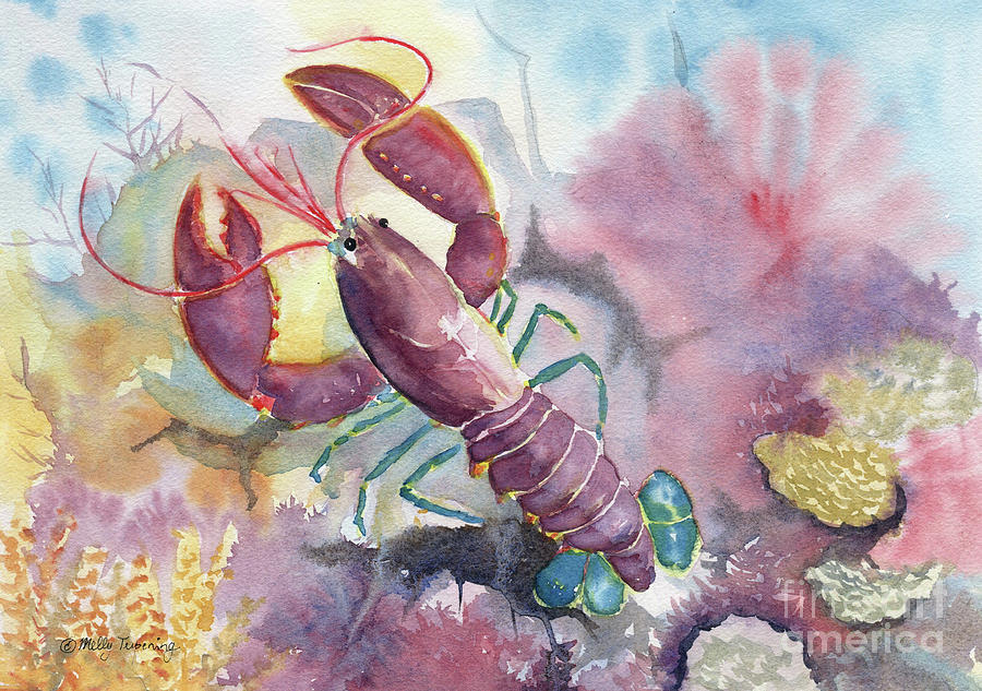 Under The Sea - Colorful Lobster Painting by Melly Terpening