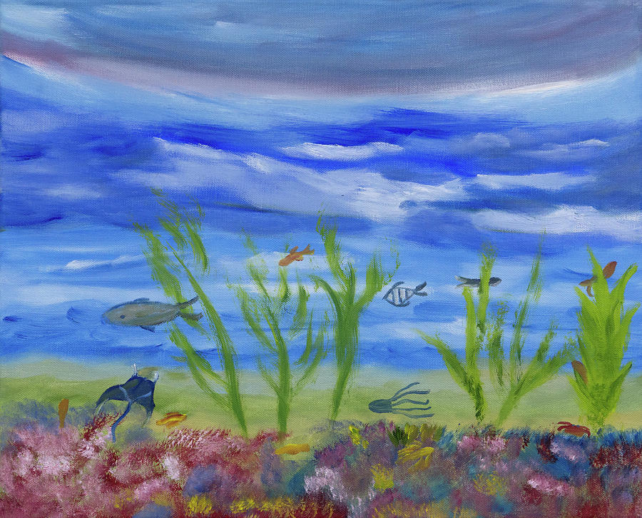 Above the Corals Painting by Meryl Goudey
