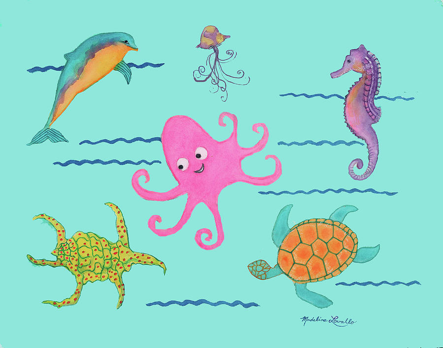 Under The Sea, Pink Octopus Painting by Madeline Lovallo