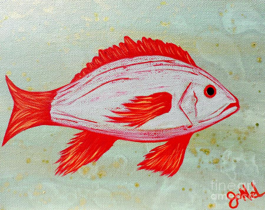 Fish Painting - Under The Sea Red Snapper by JoNeL Art