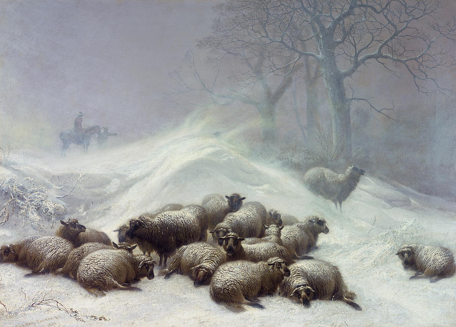 Wintry Painting - Under the Shelter of the Shapeless Drift by Thomas Sidney Cooper