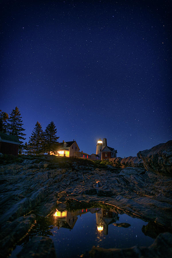 Lighthouse Photograph - Under the Stars at Pemaquid Point by Rick Berk