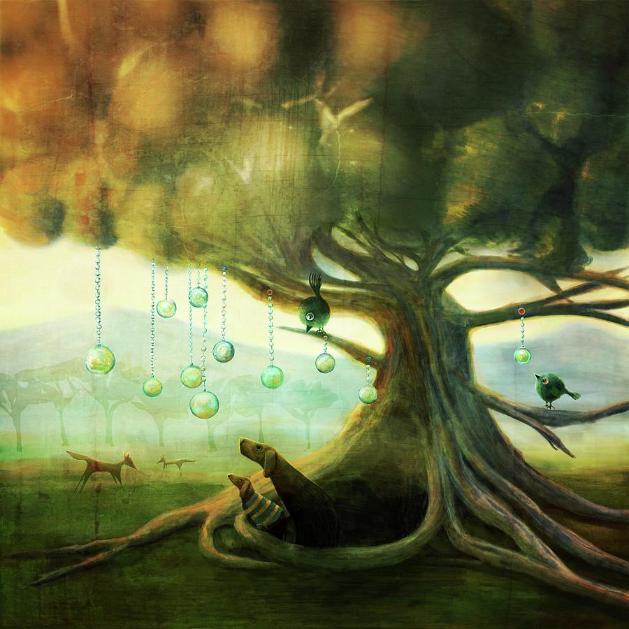 Dog Digital Art - Under the Tree by Catherine Swenson